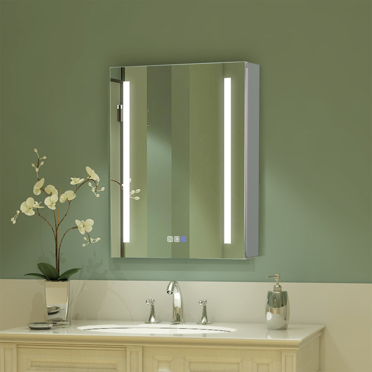 ExBrite Surface Mount Frameless 1 Door Medicine with 3 Adjustable Shelves and LED